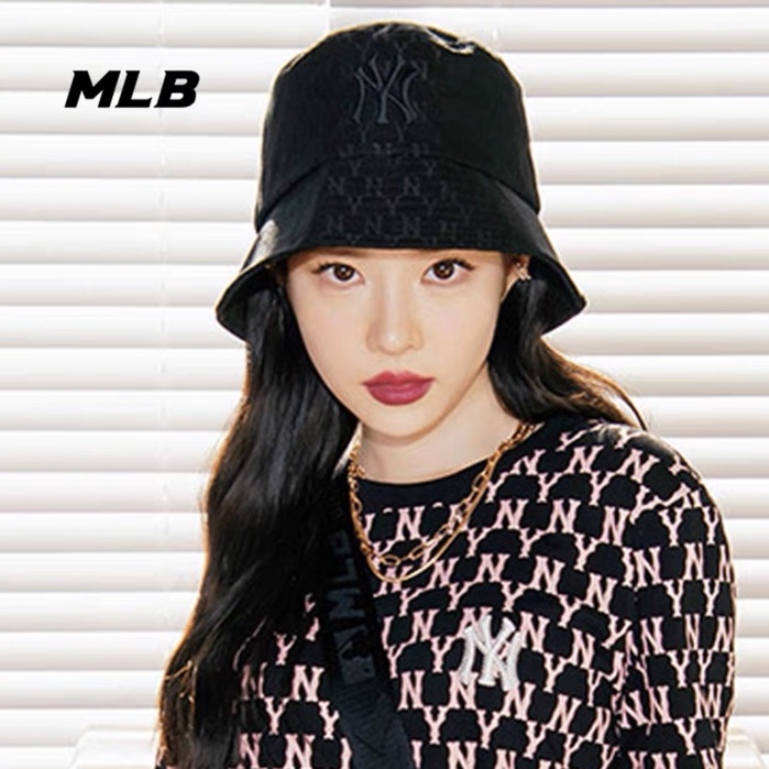 พร้อมส่ง-ของแท้-mlbหมวกบักเก็ตเเฟชั่นวัยรุ่นรุ่นใหม่ปักลายอักษร-la-ny