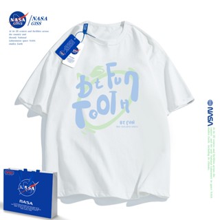 2023 เสื้อยืดแขนสั้นลําลอง คอกลม ผ้าฝ้าย พิมพ์ลายตัวอักษร NASA ทรงหลวม สวมใส่สบาย_30