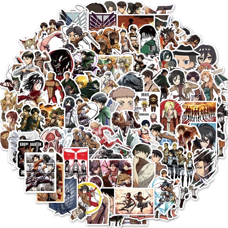 สติ๊กเกอร์-attack-on-titan-391-ผ่าพิภพไททัน-100ชิ้น-ไททัน-titan-ตกแต่ง-กระเป๋า-สติ้กเกอร์-รูปภาพ-สมุด-ผ้าคลุม-ไท-ทัน