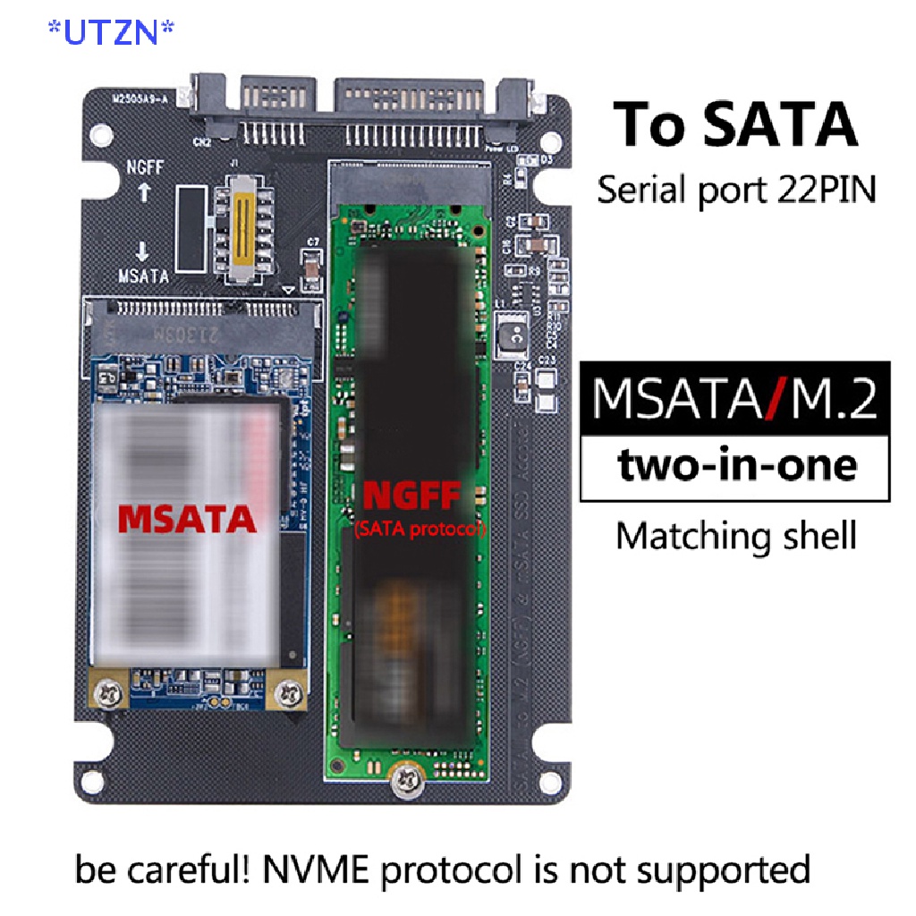 UTZN> NGFF To SATA 3 HDD Enclosure MSATA SSD Adapter M.2 SATA Protocol ...