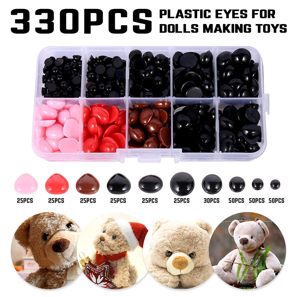 330pcs Safety Eyes and Noses Set Colorful Plastic Safety Eyes and Noses