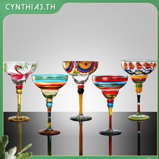270มิลลิลิตรถ้วยค๊อกเทลที่มีสีสันมือวาดแก้วไวน์สร้างสรรค์มาร์การิต้าแก้วไวน์แชมเปญถ้วยสร้างสรรค์บาร์พรรคบ้าน Drinkware ของขวัญแต่งงาน Cynthia