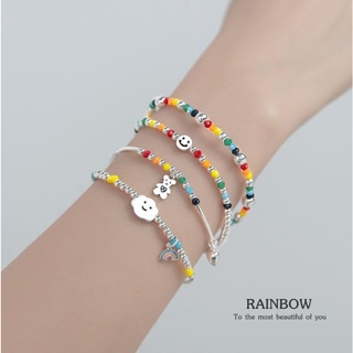 s925 Rainbow bracelet สร้อยข้อมือเงินแท้ สายรุ้ง smiley  cloud  bear and candy สวยน่ารัก ใส่สบาย เป็นมิตรกับผิว