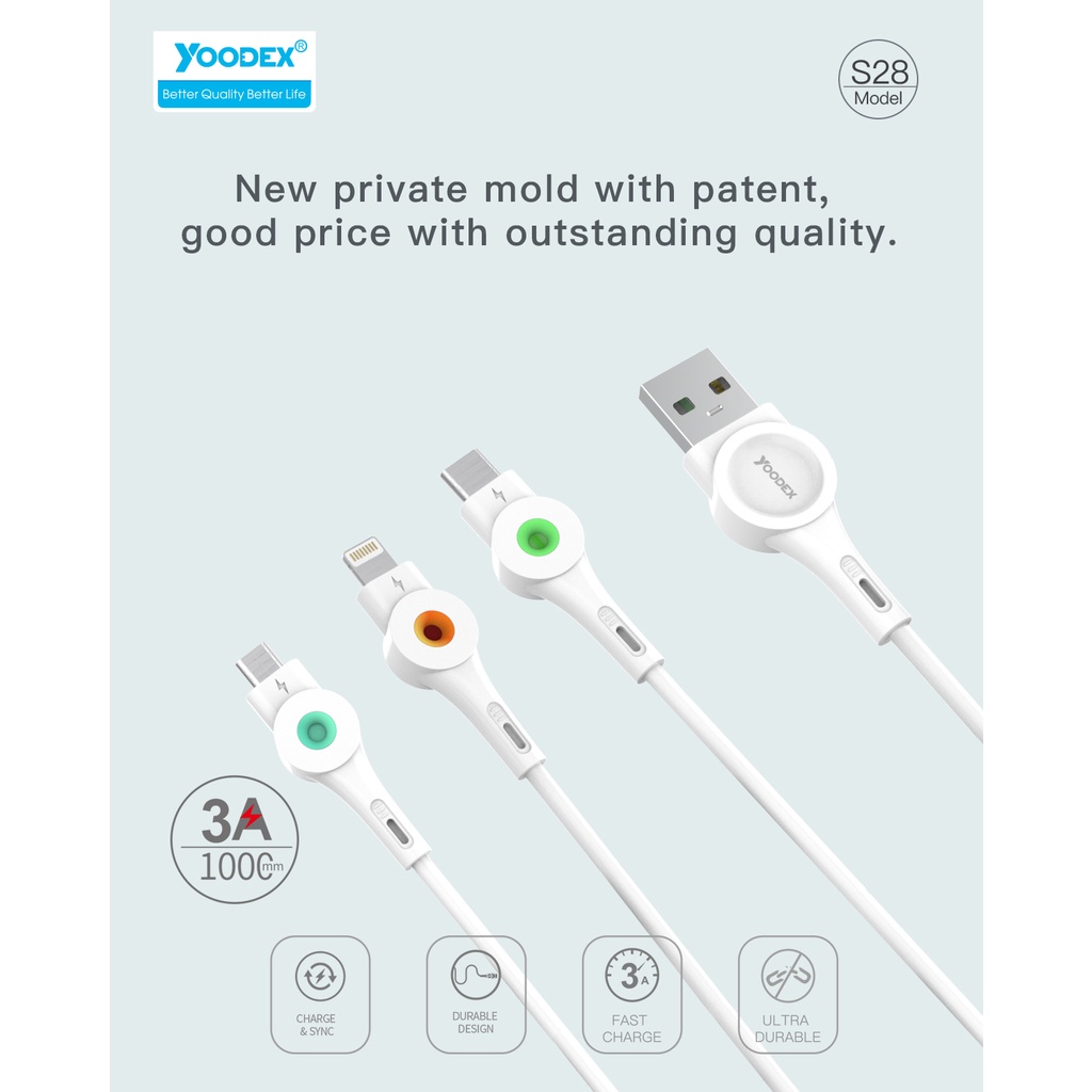 yoodex-s28-modelความเร็วในการชาร์จที่เร็วขึ้นอย่างรวดเร็วด้วยกระแสไฟชาร์จสูงสุด-3a