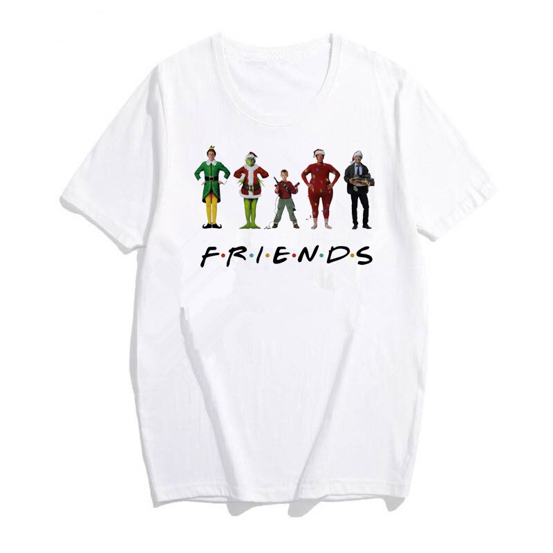 พร้อมส่ง-christmas-t-shirt-christmas-friends-shirt-elf-grinch-kevin-clark-griswold-graphic-tee-humor