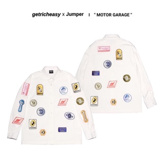 Getrich x jumper Motor Garage Embroidered Patches Shirt