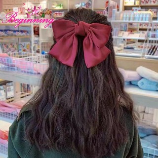 ✿ เริ่มต้น ✿ กิ๊บติดผม ประดับโบว์ ขนาดใหญ่ สีพื้น หรูหรา แฟชั่นฤดูใบไม้ผลิ สําหรับวัยรุ่นหญิง ✿