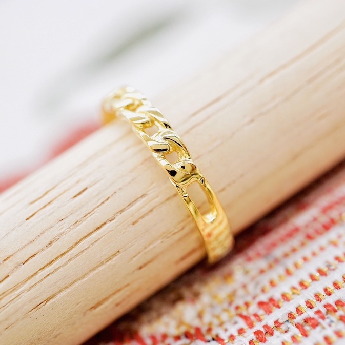 ภาพหน้าปกสินค้า[ 📌พร้อมส่ง ] แหวนโซ่ทองคำแท้ (ทอง37.5%) 💎 ทองคำแท้9K ขายได้ จำนำได้ รับซื้อคืน มีการ์ดรับประกัน [9KPRB207] จากร้าน pcpy_jewelry บน Shopee