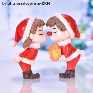 [Brightdecorate] ตุ๊กตาเรซิ่น รูปคู่รักคริสต์มาสน่ารัก ขนาดเล็ก สําหรับตกแต่ง 2 ชิ้น ต่อชุด