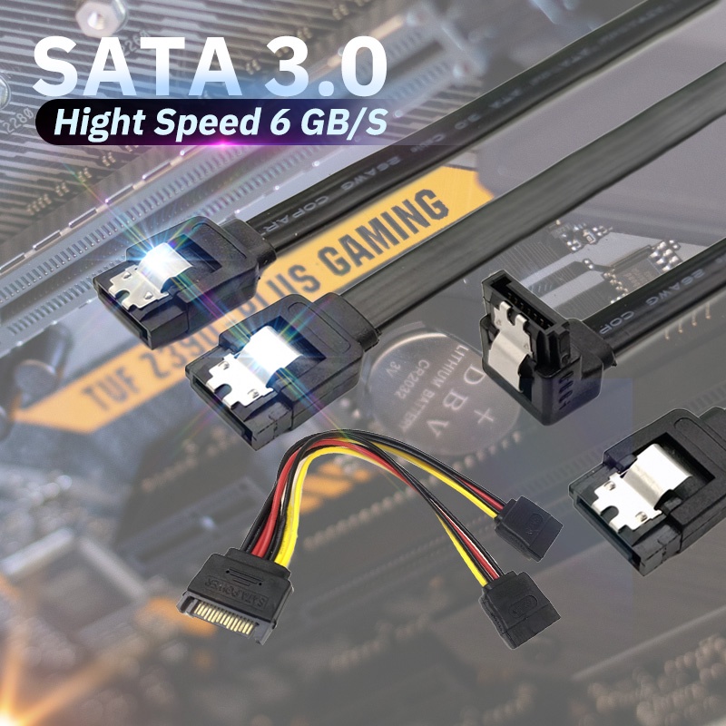 ราคาและรีวิวสาย SATA 3.0 30,40,50,100 cm สายต่อพวง SSD HDD ความเร็วสูง สายถ่ายโอนข้อมูลเร็ว รับประกัน 1 ปี