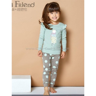 L-PJG-859 ชุดนอนเด็กหญิง สีฟ้า ลาย Girl Size-130 (6-7Y)