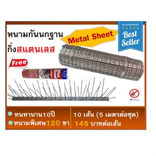 หนามกันไล่นก กิ่งสแตนเลสฐาน Metal Sheet จำนวนขาพิเศษ 120 ขา ปลายแหลม bird spike **ราคาพิเศษถึงสิ้นเดือนนี้**