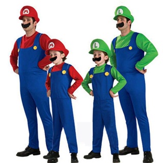 ชุดเดรสคอสเพลย์ Super Mario Bros Luigi Plumber Workman สําหรับปาร์ตี้ฮาโลวีน