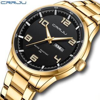 Crrju นาฬิกาข้อมือควอตซ์แฟชั่น สายแสตนเลส กันน้ํา สําหรับบุรุษ 5005X
