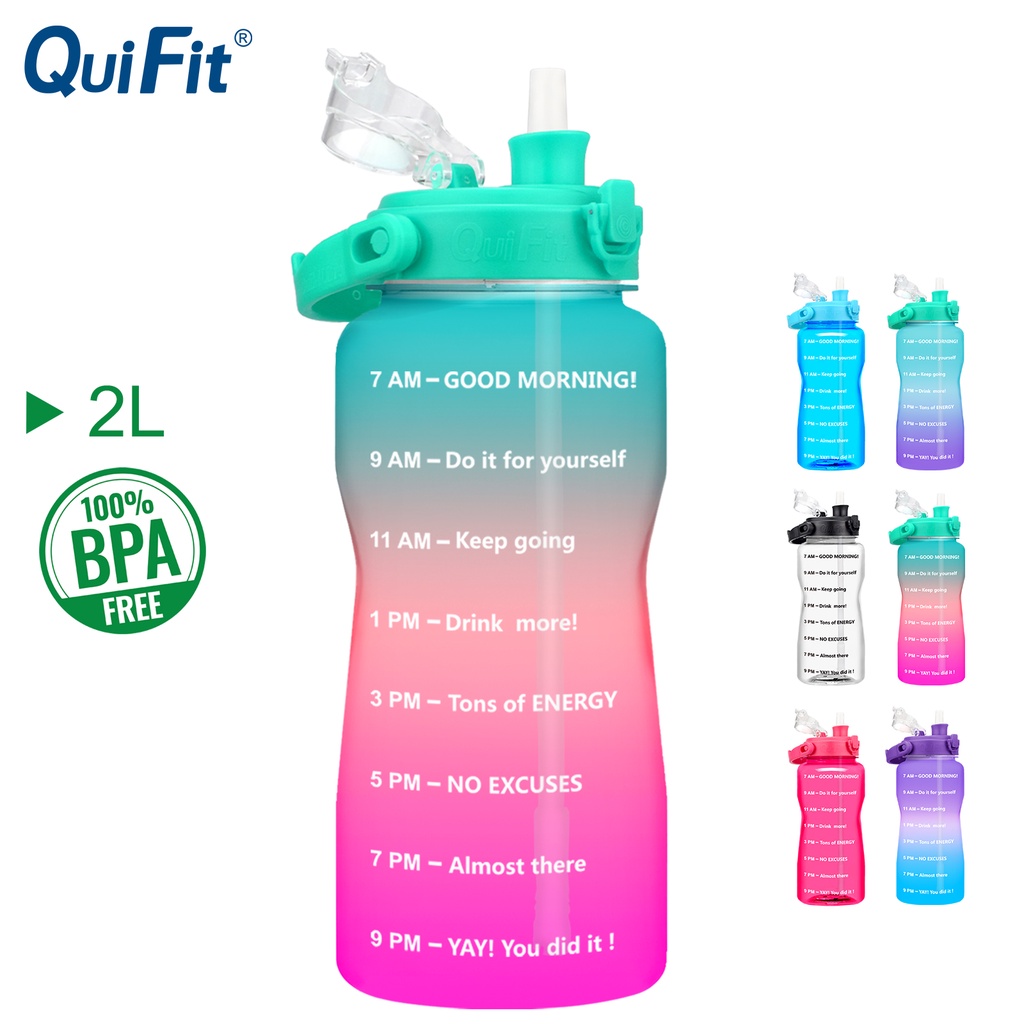 รูปภาพของQuifit ขวดน้ำ 2 ลิตร พร้อมหลอดดูด ไร้ BPA สําหรับเล่นกีฬากลางแจ้งลองเช็คราคา