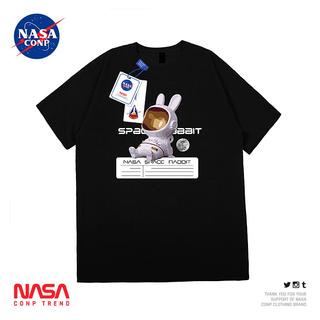 ชุดบอดี้สูท เสื้อยืดแขนสั้น ทรงหลวม ลายนักบินอวกาศ NASA สําหรับผู้ชาย ผู้ชายและผู้หญิงคู่แขนสั้นสไตล์เดียวกัน_22