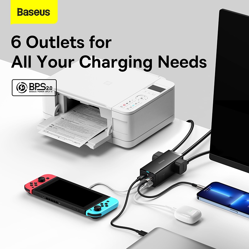 baseus-100w-gan3-pro-ที่ชาร์จเดสก์ท็อป-2ac-2u-2c-รางปลั๊กไฟ-ที่ชาร์จเร็ว-สําหรับ-iphone-14-13-12-pro-max-xiaomi-samsung-แล็ปท็อป
