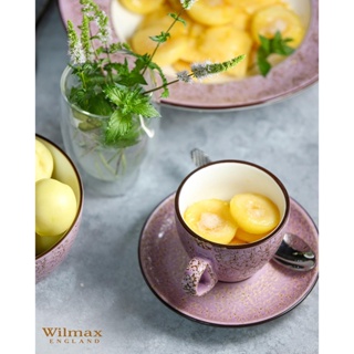 เซตแก้วพร้อมจานรอง Set Cup and Saucer  (splat lilac) ทำจากวัสดุ Fine Porcelain คุณภาพสูง แบรนด์ Wilmax England