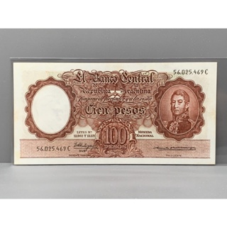 ธนบัตรรุ่นเก่าของประเทศอาร์เจนตินา 100Pesos ปี1957-1967