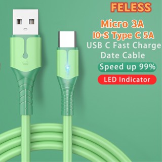 สายชาร์จเร็วLED Type C I0-S 5A Micro 3A USB Fast Liquid ซิลิโคน Light Cable ใช้ได้กับโทรศัพท์ทุกรุ่น