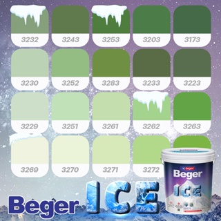 Beger สีเขียวใบไม้ กึ่งเงา ขนาด 1 ลิตร Beger ICE สีทาภายนอกและใน เช็ดล้างได้ กันร้อนเยี่ยม เบเยอร์ ไอซ์