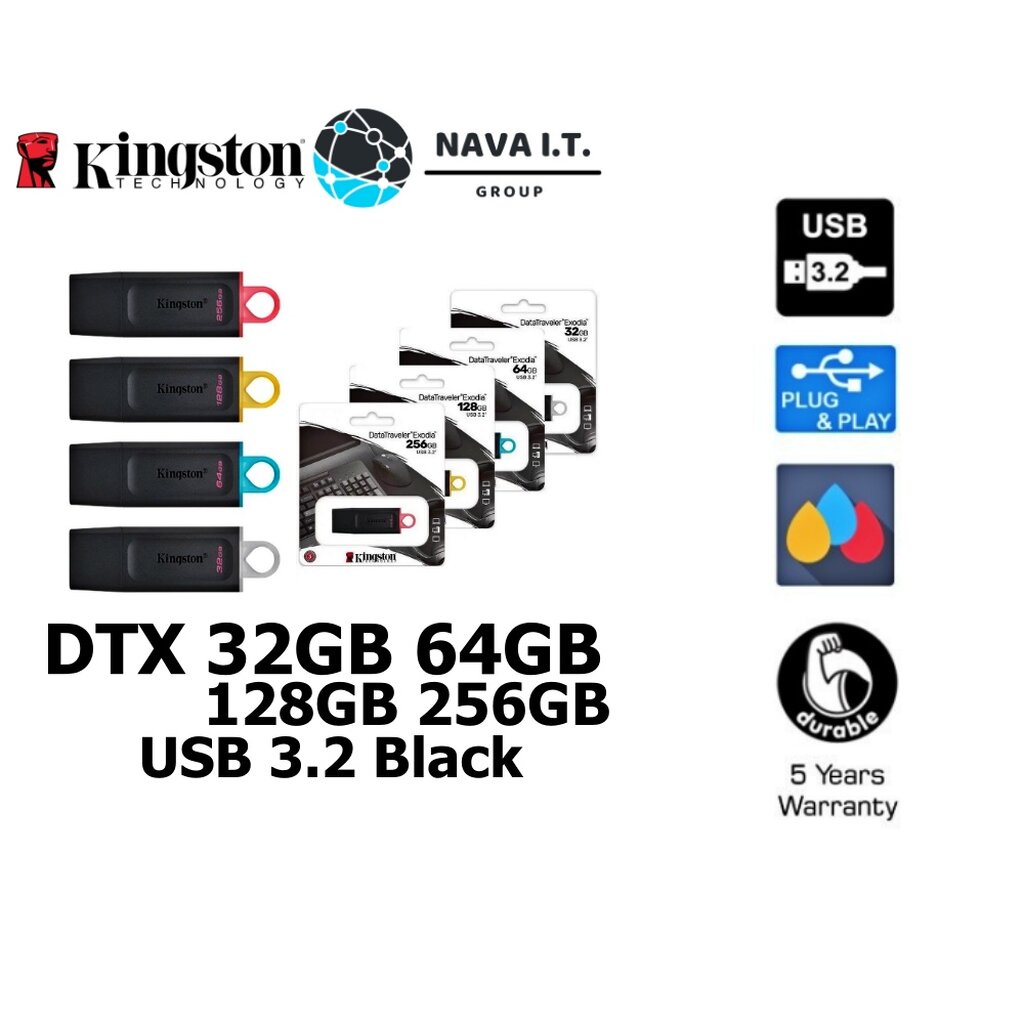ภาพสินค้า️กรุงเทพฯด่วน1ชั่วโมง ️ KINGSTON DTX FLASH DRIVE 32GB 64GB 128GB 256GB USB 3.2 รับประกัน 5 ปี จากร้าน nava.it บน Shopee ภาพที่ 1