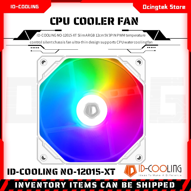 id-cooling-no-12015-xt-slim-argb-12cm-5v-3pin-pwm-temperature-control-silent-chassis-fan-ultra-thin-design-supports-cpu-water-cooling-fan