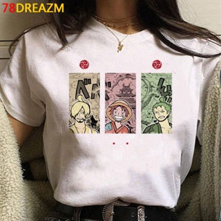 เสื้อยืดสําหรับผู้ชาย♗O.Japanese อะนิเมะ One Piece กราฟิก Tshirt ผู้หญิงคาวาอี้การ์ตูนลูฟี่เสื้ Fp[_23