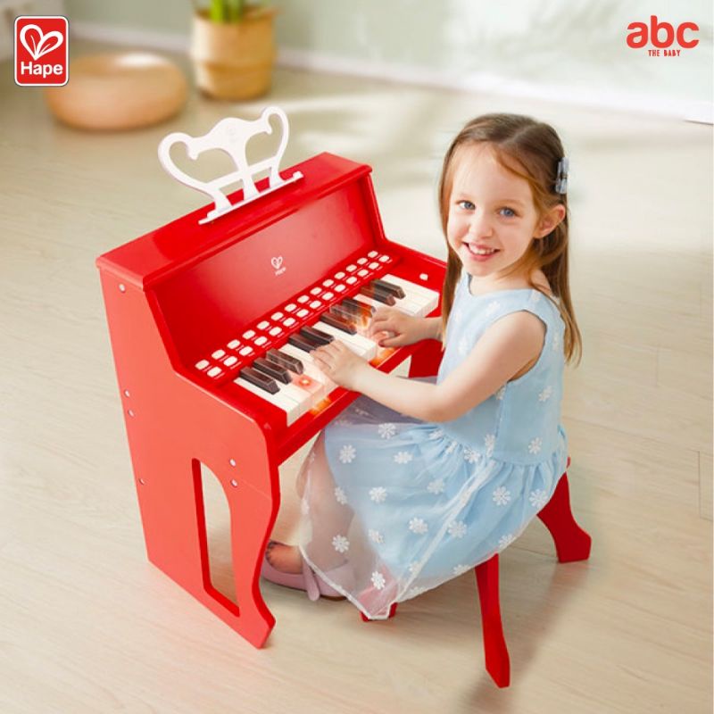 ช้อปดีมีคืน-hape-เปียโนเด็ก-piano-amp-stool-เปียโนไม้ไฟฟ้า-25-คีย์-เล่นตามแสงไฟ-พร้อมเก้าอี้เข้าชุด-ดนตรี