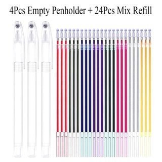 ปากกามาร์กเกอร์ 4 ชิ้น พร้อมไส้ปากกา 24 ชิ้น ละลายน้ําได้ หลากสี สําหรับชอล์ก ดินสอ DIY