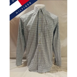 Tommy hilfiger​ Brand_2nd hand (BK3) เสื้อเชิ้ตแขนยาวผ้าฝ้าย​ 💯%/ Size M/ Made in Mauritius 🇲🇺 /แท้มือสองกระสอบนำเข้า​