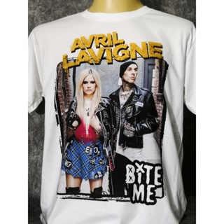 เสื้อยืดเสื้อวงนำเข้า Avril Lavigne Travis Barker Bite Me Blink-182 Transplants Punk Rock Skate Hardcore Style Vint_14