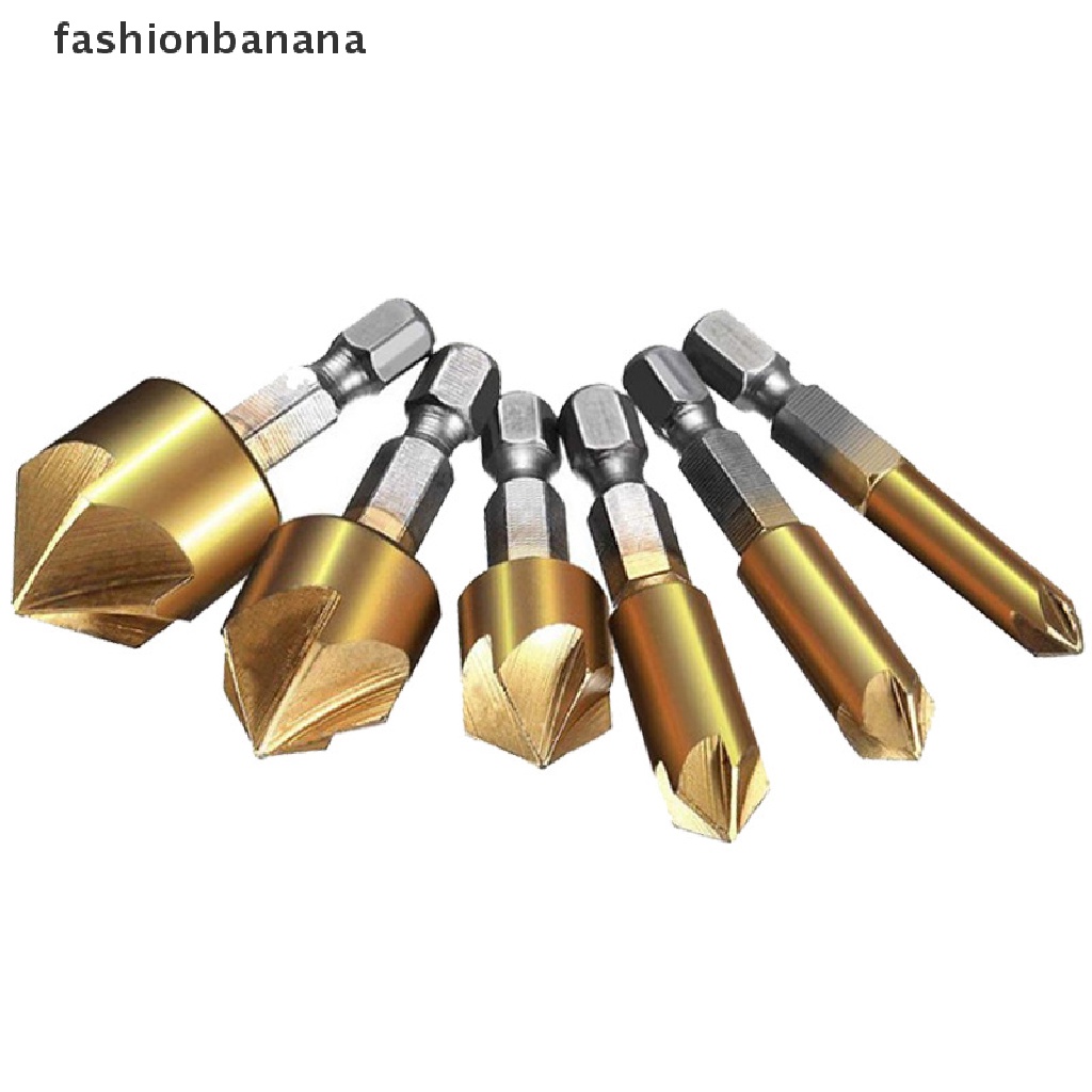 fashionbanana-ชุดดอกสว่านเคาน์เตอร์ซิงค์-ก้านหกเหลี่ยม-1-4-นิ้ว-hss-5-ร่อง-6-มม-19-มม-6-ชิ้น