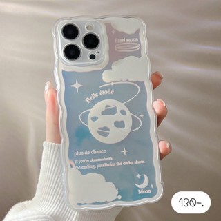 พร้อมส่ง เคสโฮโลแกรม เคสแพมแผ่นโฮโลแกรม 🪐ขอบหยักขาวลายดาวเสาร์+แผ่นโฮโลแกรม