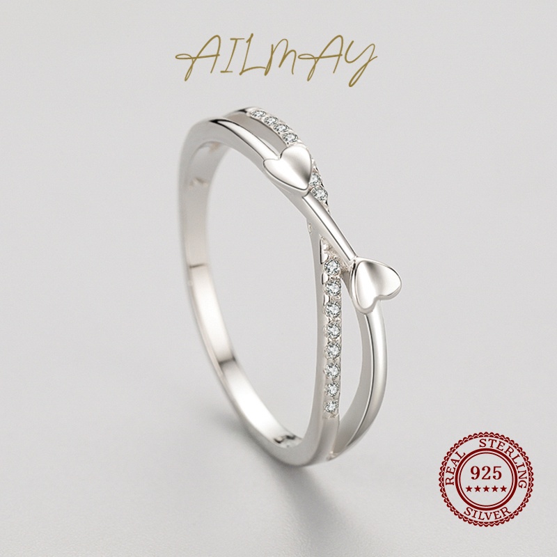 ailmay-แหวนเงินแท้-925-รูปหัวใจ-เรียบง่าย-เครื่องประดับ-สําหรับผู้หญิง