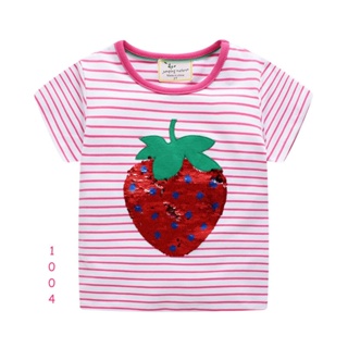 TSG-1004 เสื้อยืดเด็กผู้หญิง สีชมพู ลายStrawberry