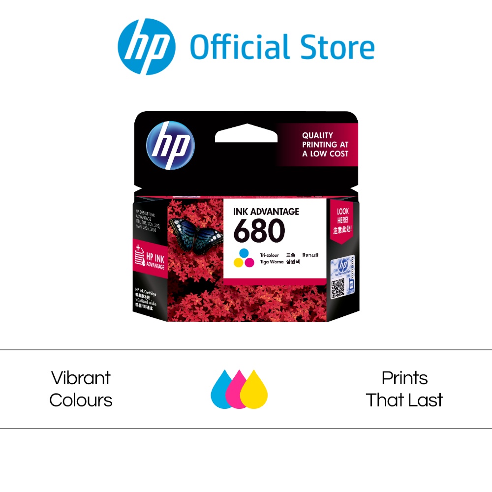 รูปภาพสินค้าแรกของตลับหมึกเครื่องปริ้น HP 680 Original Ink Advantage Cartridge (Tri-color/Black)  HP Deskjet 1115, 2135, 3775,3776,3777, 4675