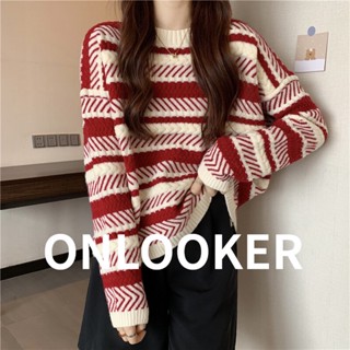 ONLOOKER เสื้อคริสมาสต์ เสื้อกันหนาวแขนยาวผญ หลวม ใส่สบายๆ 49Z22113009