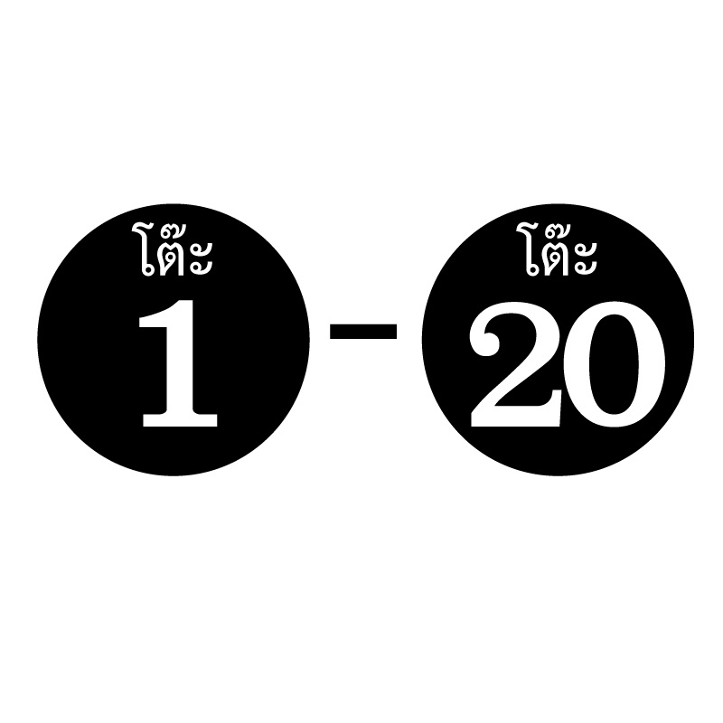 สติ๊กเกอร์เลขโต๊ะ-สติกเกอร-เลขโต๊ะ-โต๊ะ-1-20-ขนาด-4x4ซม-สีดำเลขขาว-1แผ่น-20ดวง-รหัส-e-069