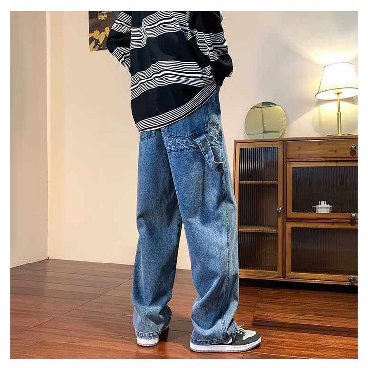 56men-jeans-7155-กางเกงยีนส์ชาย-กางเกงยีนส์เอวยางยืด-มีเชือก-กางเกงยีนส์สตรีท