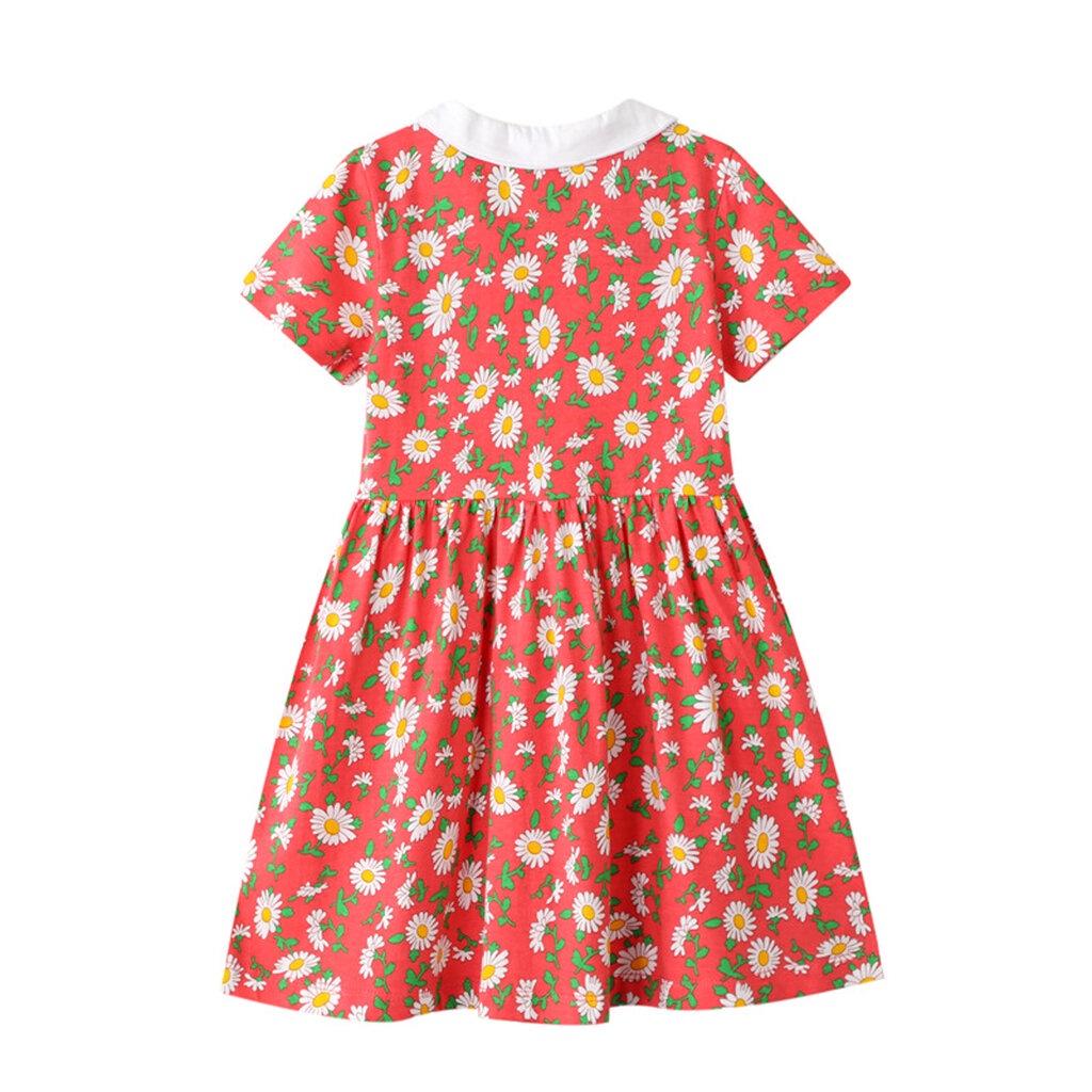 dress-1064-ชุดกระโปรงเด็กผู้หญิงสีแดงดอกไม้