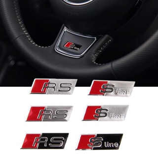 สติกเกอร์โลโก้ อลูมิเนียมอัลลอย สําหรับติดพวงมาลัยรถยนต์ Audi SLine A3 A4 A5 A6 A7 A8 Q3 Q5 RS3 RS4 RS5 RS6 S3 S4 S5