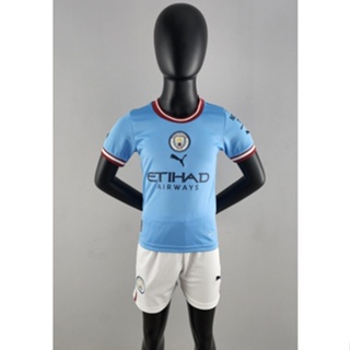 เสื้อกีฬาแขนสั้น ลายทีม Man City Home Away 3rd Kits 21 22 23 Jersi Budak สําหรับเด็ก