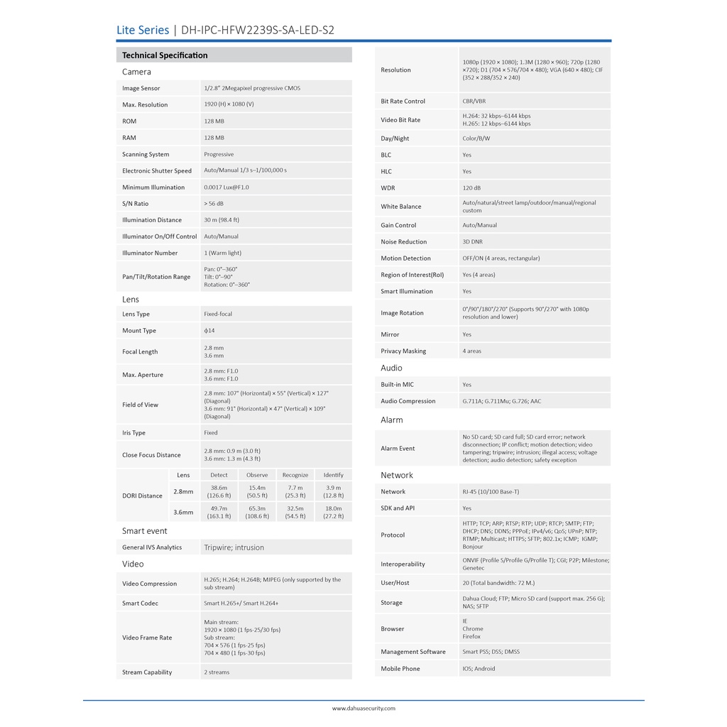 dahua-กล้องวงจรปิด-ip-2-ล้านพิกเซล-รุ่น-dh-ipc-hfw2239sp-sa-led-s2-3-6-mm-ภาพสี-24-ชั่วโมง-บันทึกภาพและเสียง