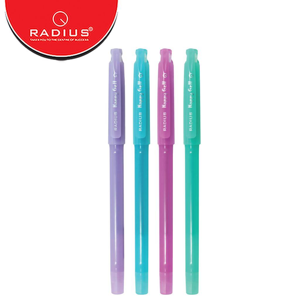 ปากกา-radius-ปากกาเจล-รุ่น-happy-gell-ด้ามพาสเทล-น้ำหมึกกันน้ำ-ลายเส้น-0-5-มม-12ด้าม-กล่อง