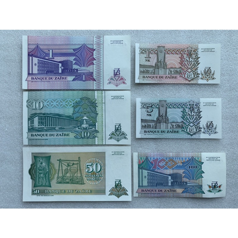 ธนบัตรของสาธารณรัฐประชาธิปไตยคองโก-ปี1988-1993-ยกชุด6ใบ-unc