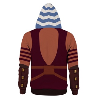 เสื้อกันหนาว เสื้อฮู้ดดี้ คอสเพลย์ Ahsoka Tano The Clone Wars ขนาดเล็ก สีแดง สําหรับผู้หญิง