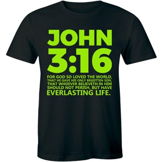 เสื้อยืดผ้าฝ้ายพรีเมี่ยม เสื้อยืดผ้าฝ้าย พิมพ์ลาย John 3:16 คัมภีร์ไบเบิลศาสนาคริสต์ สําหรับผู้ชาย NDmljc63DKnhld31