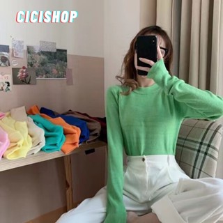 Cicishop(61565) เสื้อคอเต่า ไหมพรมแขนยาว สีพื้น ผ้าร่อง นุ่มมากผ้าไม่บางรับรองค่ะใส่สบาย ผ้านิ่มยืดได้