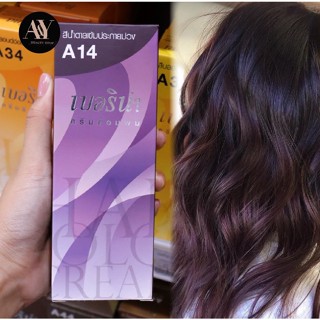 Berina Hair Color Cream  ครีมย้อมผม เบอริน่า A14 (สีน้ำตาลเข้มประกายม่วง)